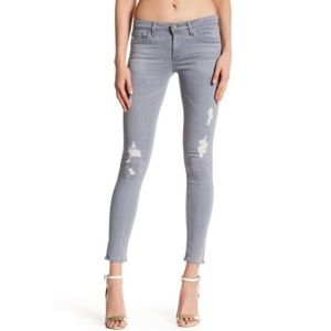 AG Jeans Light Grey Distressed Skinny Jeans